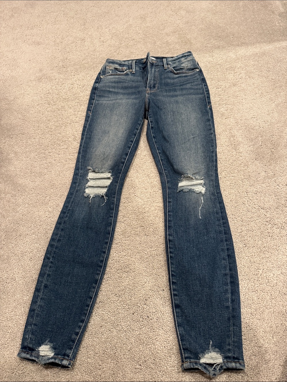 Good American Distressed Indigo Skinny Jeans